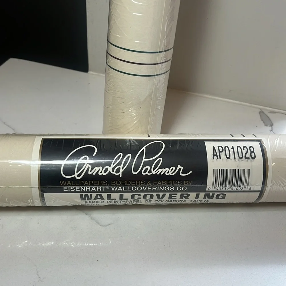 Arnold Palmer Eisenhart Wallpaper Cream: Brown/Green Stripe AP01028 2 Dbl Rolls